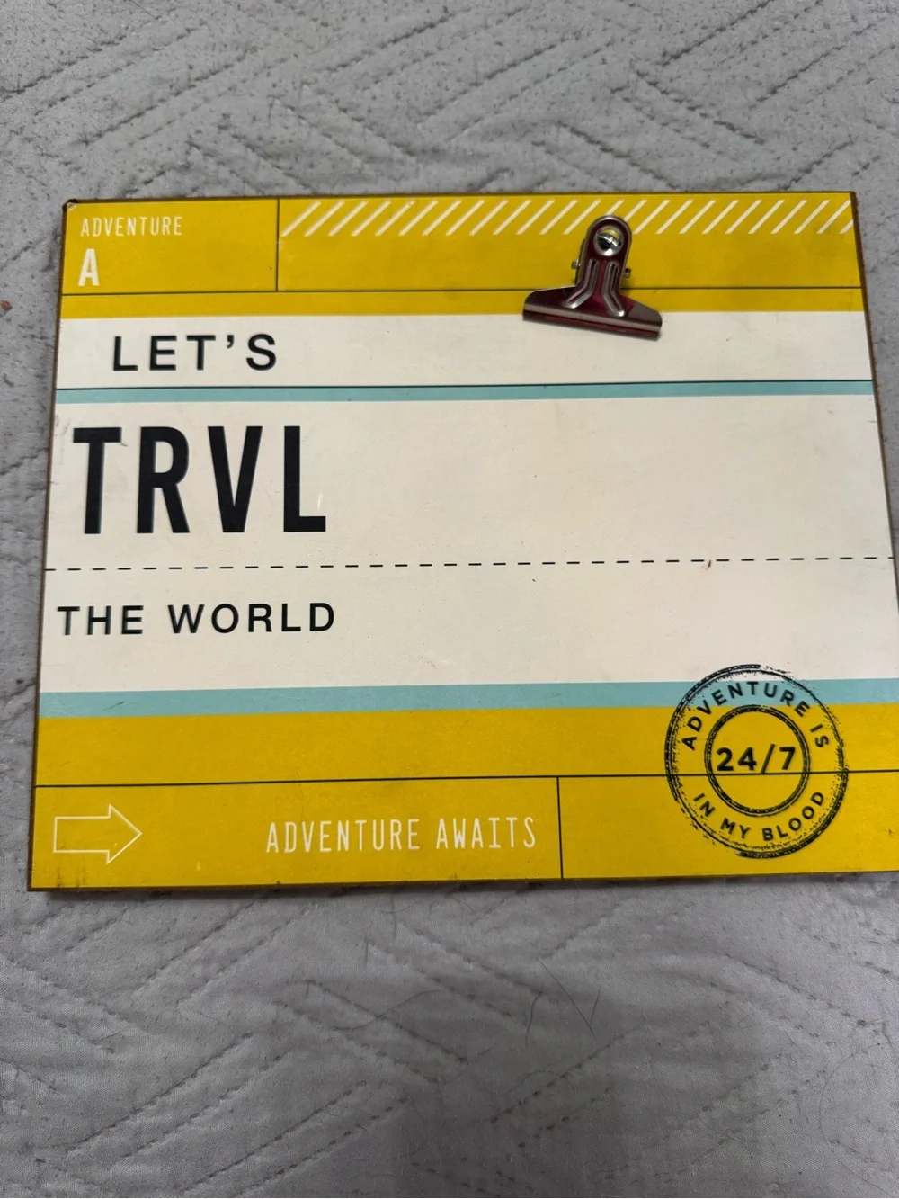 Let's TRVL The World Travel picture frame - Yellow/White/Blue
